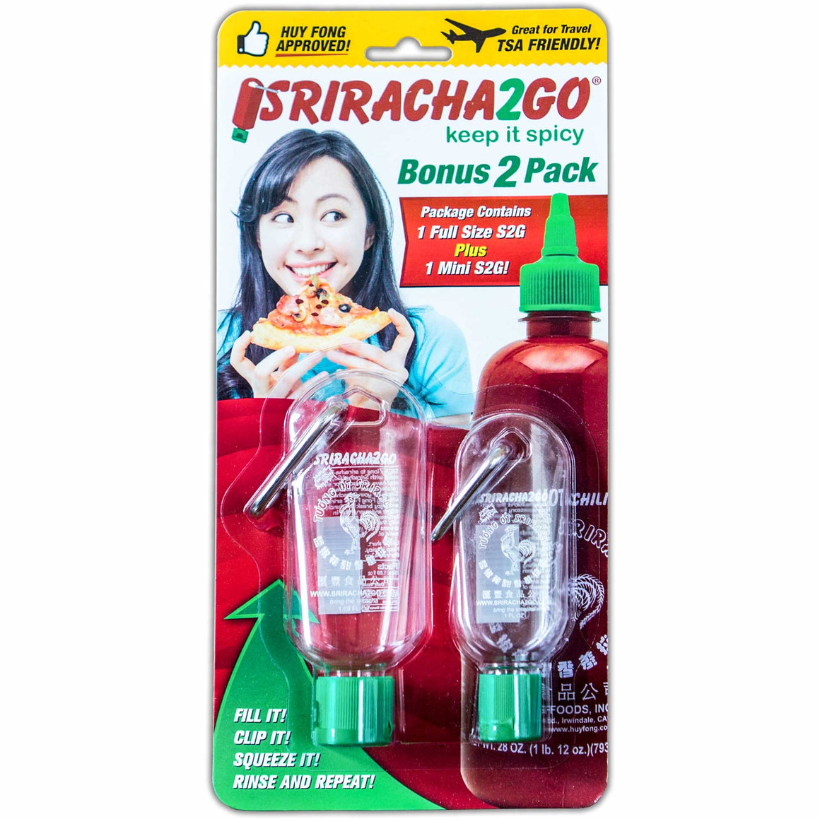 Sriracha Keychain Combo Pack with 1oz and 1.7oz keychain bottles
