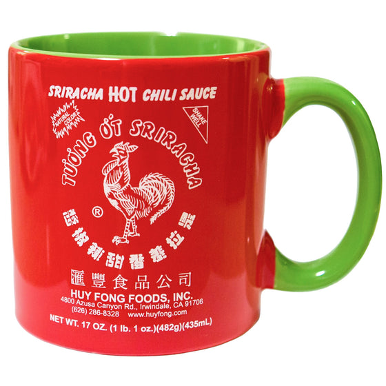 Huy Fong Sriracha ceramic mug, red with green handle