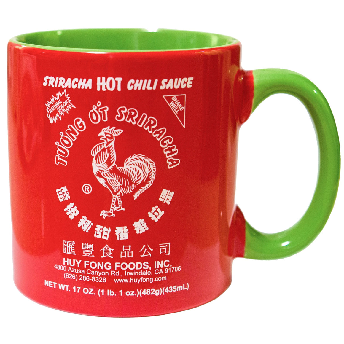 Huy Fong Sriracha ceramic mug, red with green handle