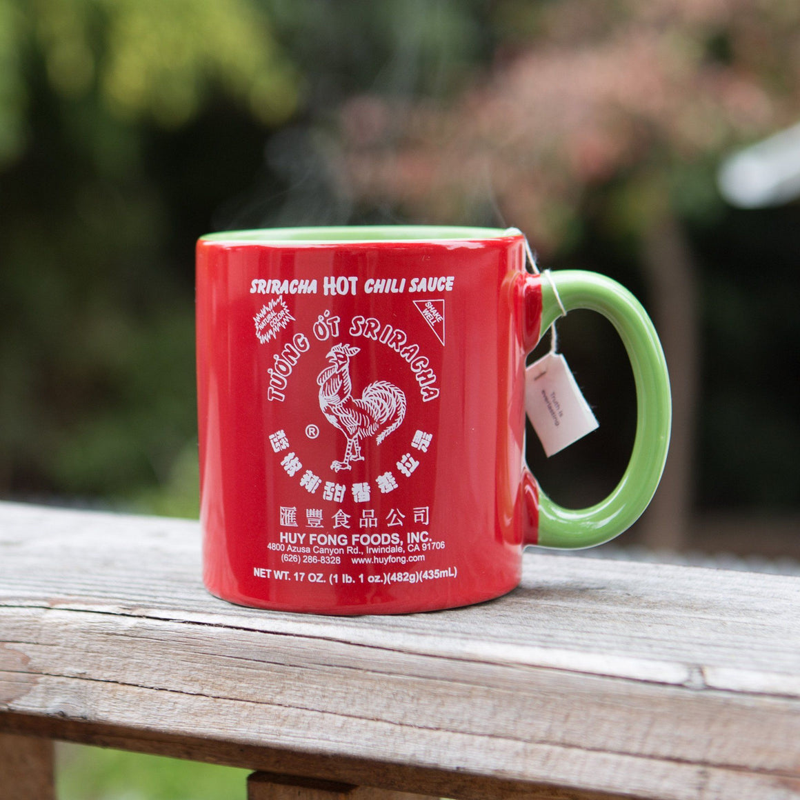 Huy Fong Sriracha ceramic mug, red with green handle